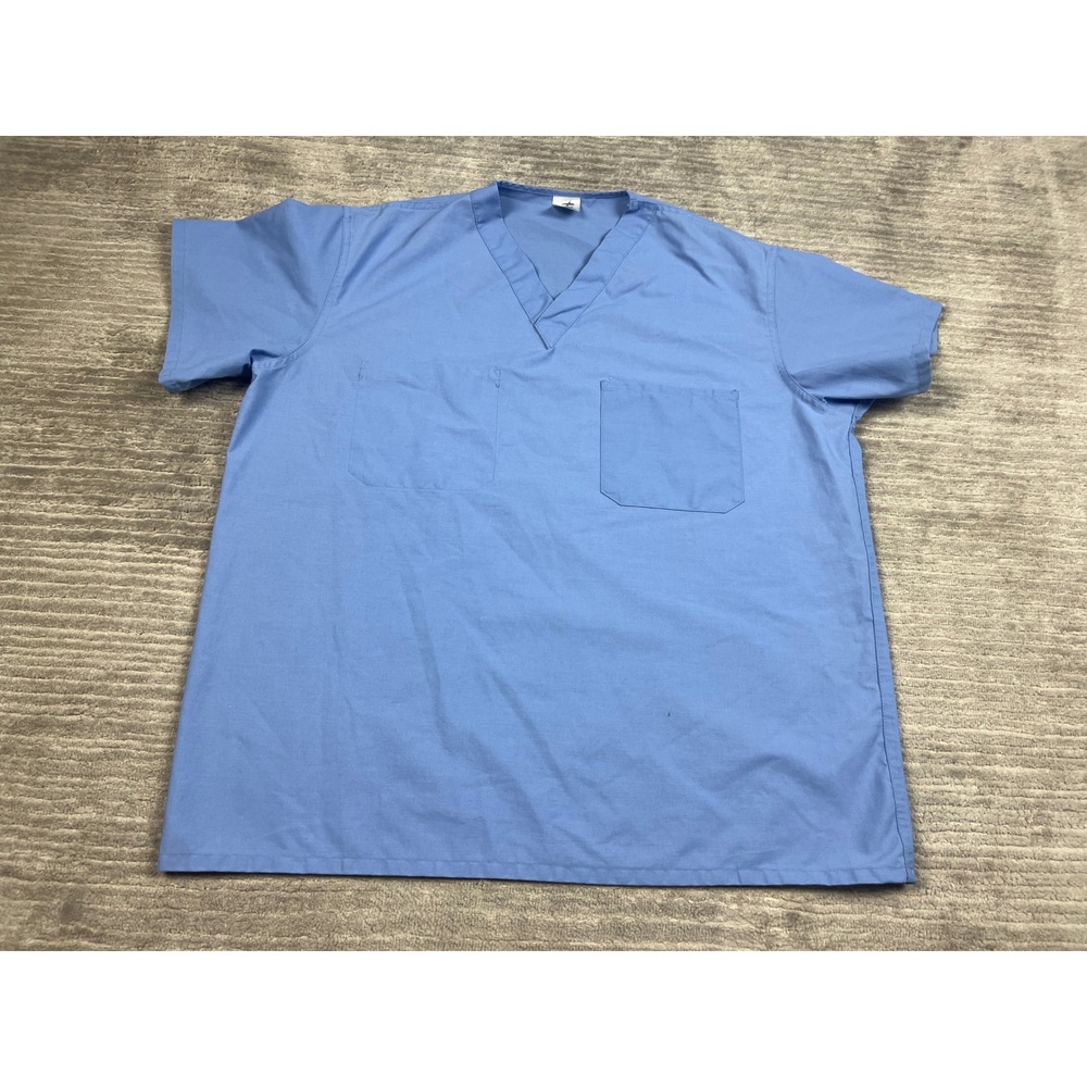 Medline Scrub Top Unisex Large‎ Blue AngelStat V-Neck Reversible Pockets